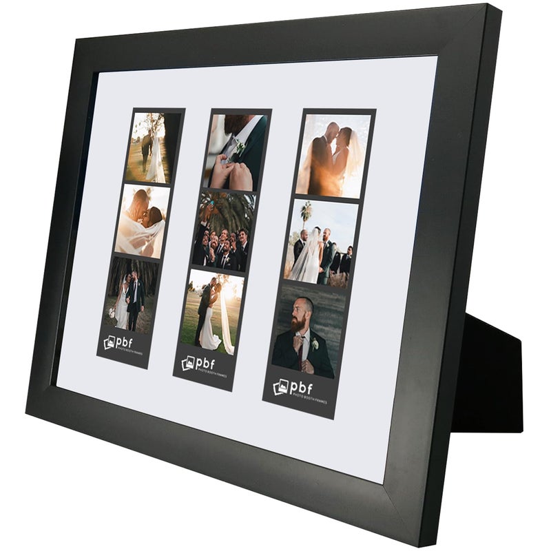 pbf PHOTO BOOTH FRAMES Photo Booth Frames -8 x 10 Photo Frame with Mat for Three Photo Booth Pictures Black 8x10 Photo Booth Frame 3 Pictures - Image 1
